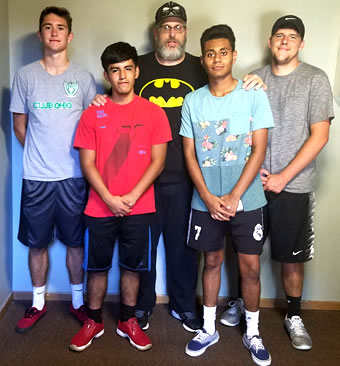 Shawn Denholm with members of the Hamilton High School Boys Soccer Team, Hamilton, OH