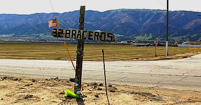 Mexican migrant workers death marker in Salinas, CA