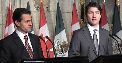 Mexican President Enrique Pena Nieto & Canadian Prime Minister Justin Trudeau