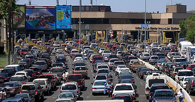 U.S. Mexico border traffic at San Ysidrio, CA